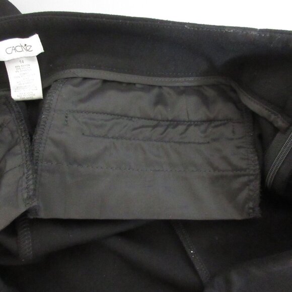 Cache Pants Womens Sz 14 Black Straight Leg Side Zip Faux Front Pockets w Zipper - Picture 6 of 7